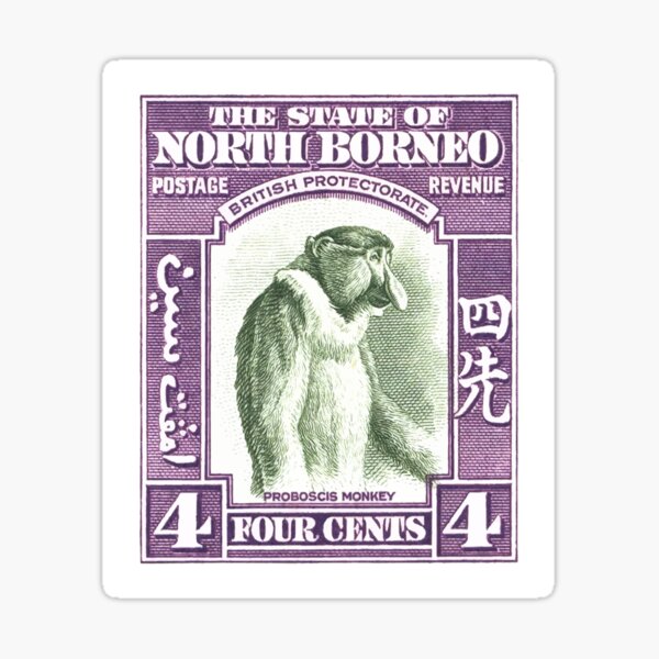 Item preview, 1939 North Borneo Proboscis Monkey Stamp designed and sold by retrographics.