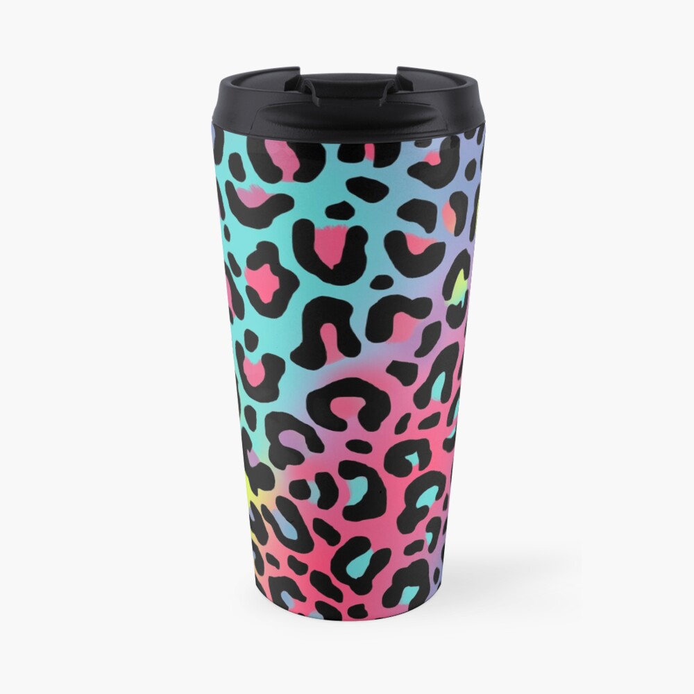 Vibes Acid Dip Total Trip Neon Leopard Print Travel Coffee Mug