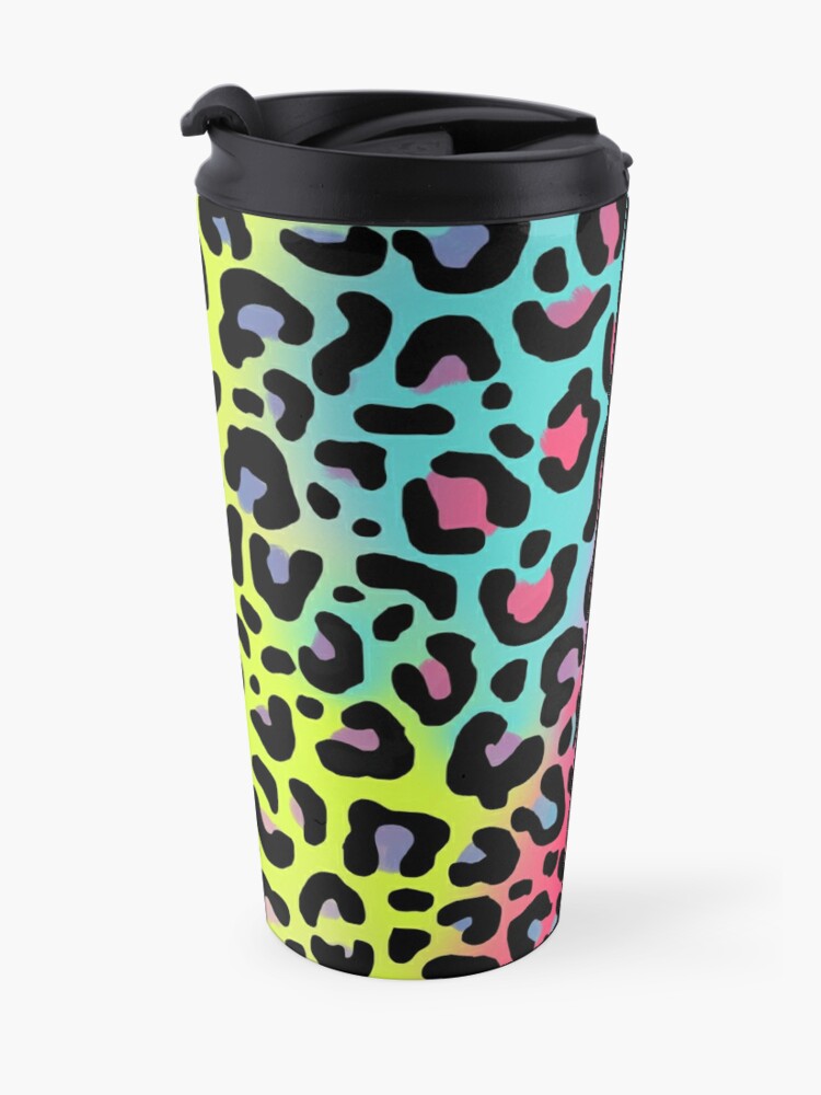 Alternate view of Vibes Acid Dip Total Trip Neon Leopard Print Travel Coffee Mug