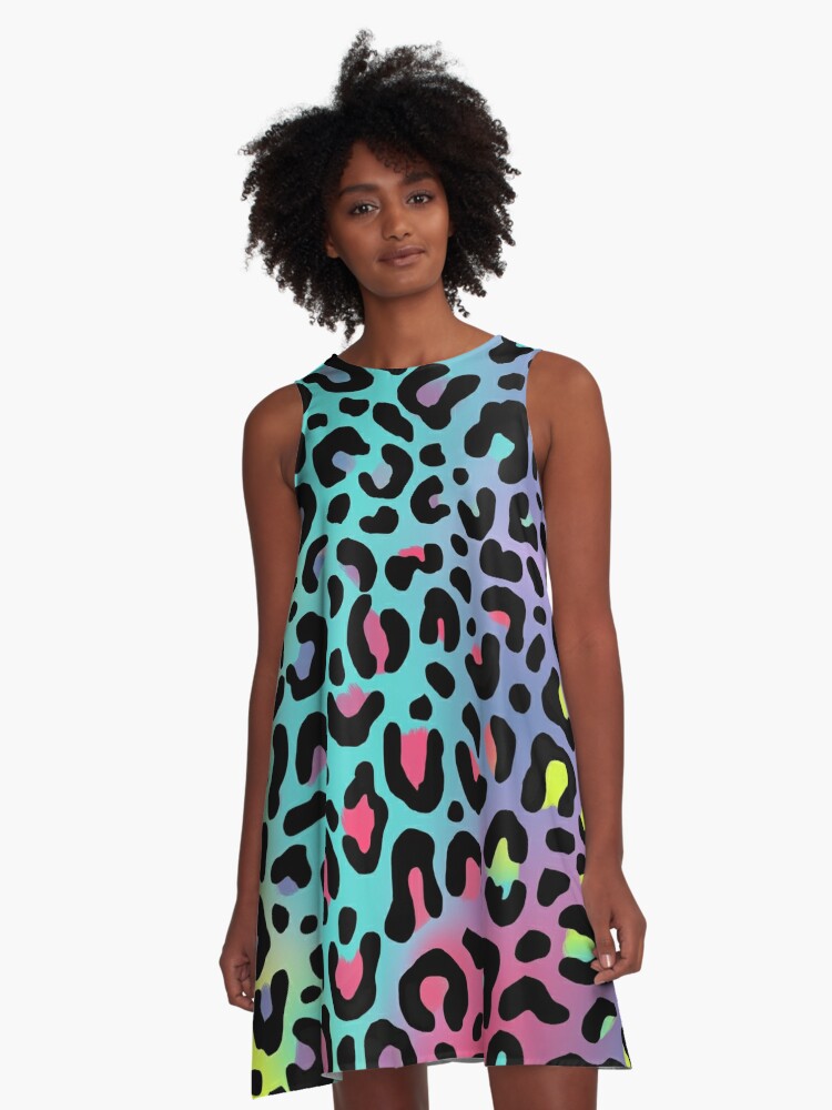 neon animal print dress