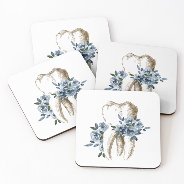 Item preview, Tooth with blue flowers, dental design designed and sold by guaka-molly.
