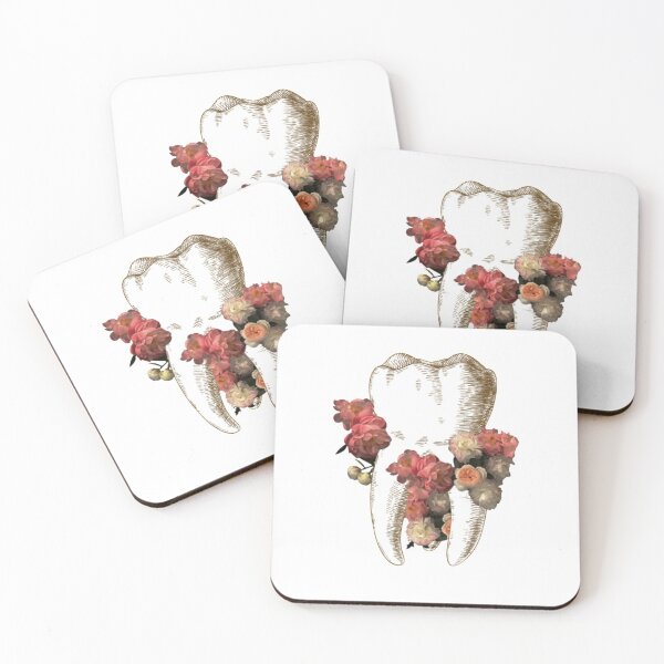Item preview, Tooth with red flowers, dental design designed and sold by guaka-molly.
