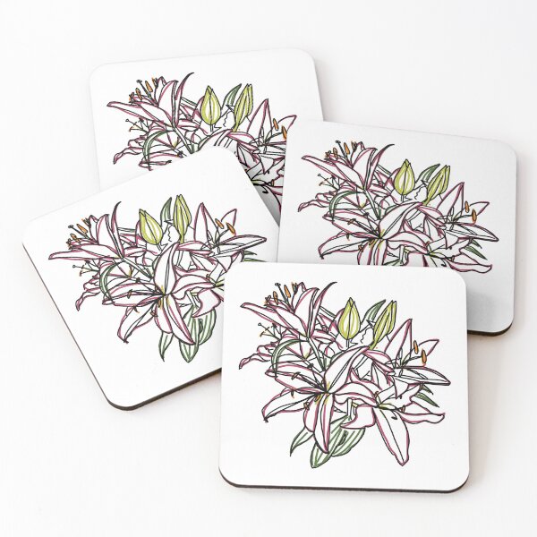 Item preview, Lily Flowers Digital Color Line Drawing designed and sold by ellenhenry.