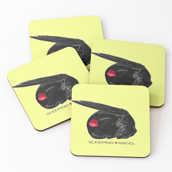 Artikelvorschau, Be Protected Black Winged Dog With Red Heart Sleeping Dog Angel 2 entworfen und verkauft von SpiritGifts.