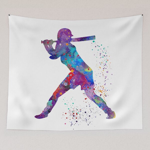 Item preview, Baseball Batter Girl Watercolor Silhouette designed and sold by LotusGifts.