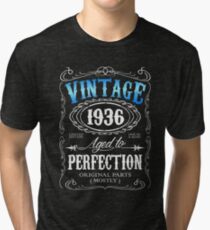 80th birthday gift for men Vintage 1936 aged to perfection 80 birthday Tri-blend T-Shirt