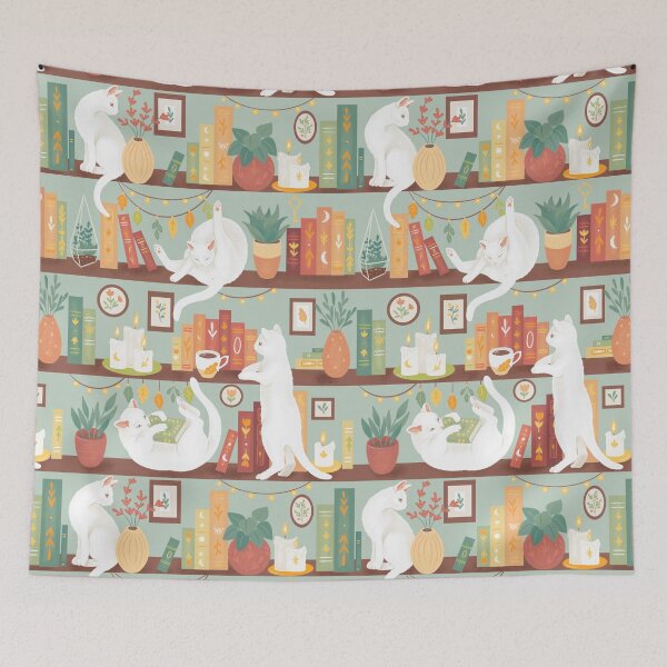 Item preview, Library cats 2020 - light sage morning  designed and sold by Elenanaylor.