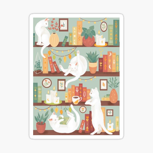 Library cats 2020 - light sage morning Sticker