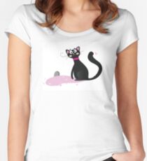 Black kitten. Vector Illustration Women's Fitted Scoop T-Shirt