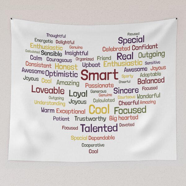 Item preview, Heart of Compliments - Word collage design multicolor designed and sold by Crafteez.