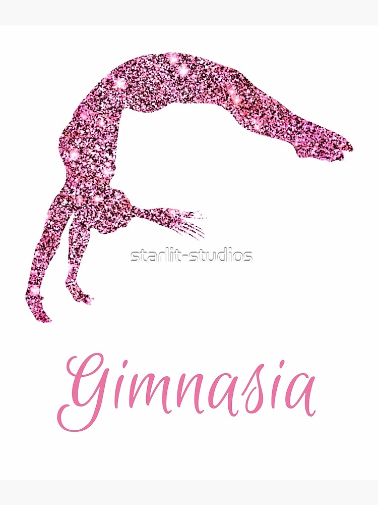 "Gimnasia (Gymnastics in Spanish) Pink Shimmer Power Tumbling " Poster