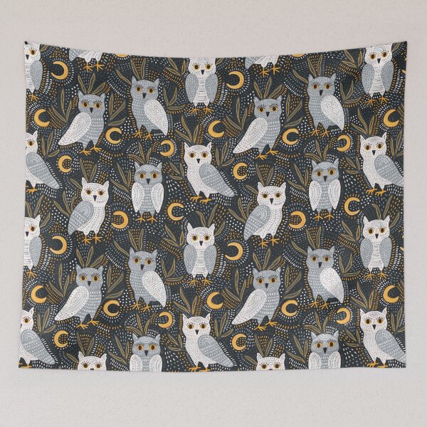 Item preview, Snowy Owls At Night Pattern designed and sold by DeKoro.