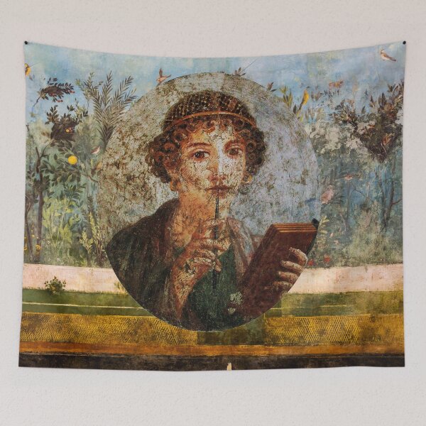 Item preview, ANTIQUE ROMAN WALL PAINTING POMPEII SAPPHO Flower Garden Flying Birds ,Quince ,Apple Trees  designed and sold by BulganLumini.