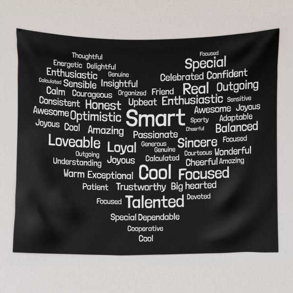 Item preview, Heart of Compliments - Word collage design Black designed and sold by Crafteez.