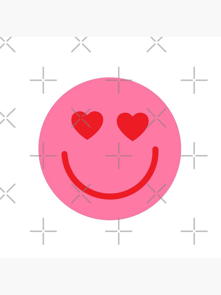 Smiley: Pink and orange with Heart Eyes Preppy Sticker for Sale by  MadeByAyla