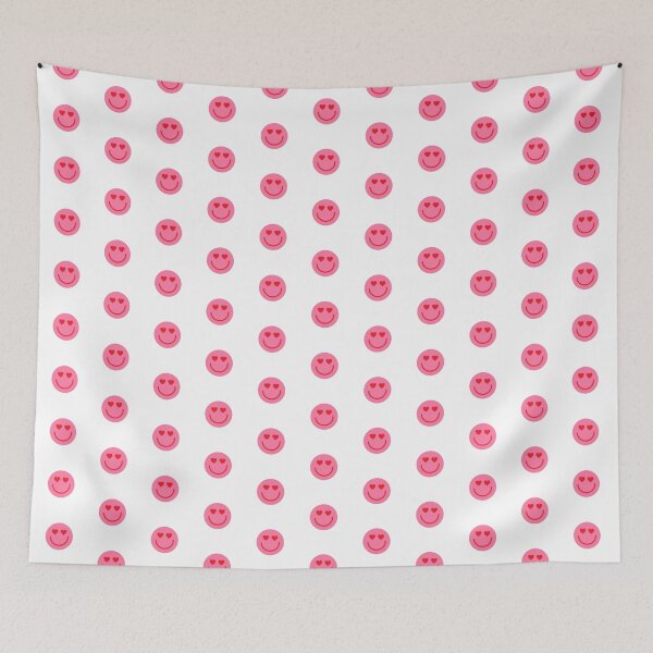 Item preview, Preppy Smiley Face Pink with Red Heart Eyes designed and sold by MadeByAyla.