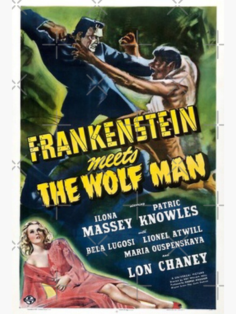 "Frankenstein meets the Wolf Man vintage horror film " Poster for Sale