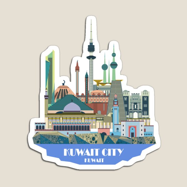 Item preview, Kuwait City, Kuwait, Travel Poster, City Print, Mosque Drawing, Tower Sketch, Palace Art, Museum Outline, Cultural Study, Bank Illustration designed and sold by Gazetteone.