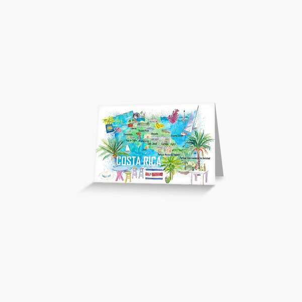Item preview, Costa Rica Illustrated Travel Map with Roads and Highlights designed and sold by artshop77.