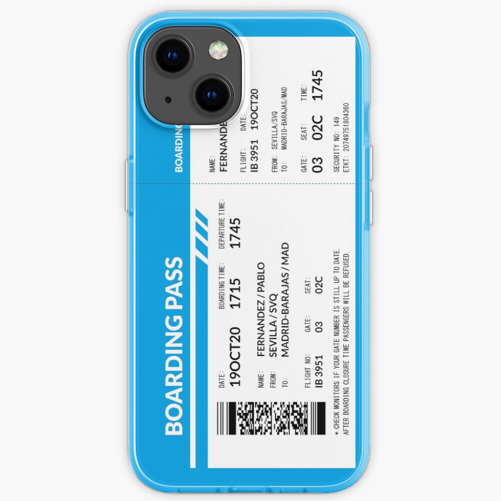 Boarding Pass (blue) iPhone Case