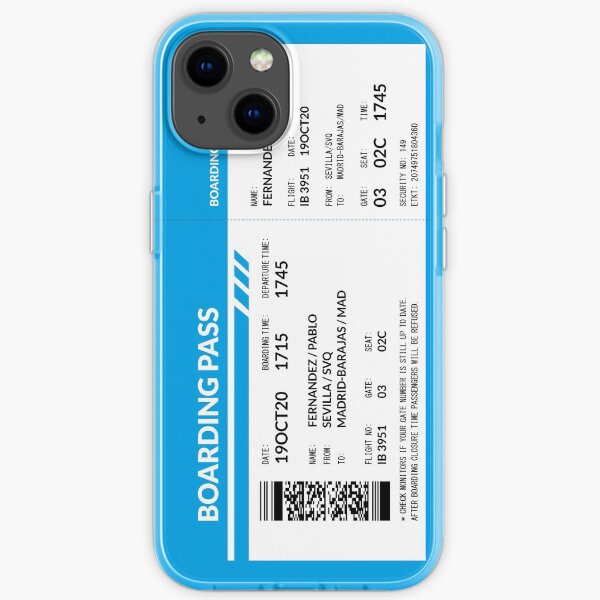 Boarding Pass (blue) iPhone Soft Case