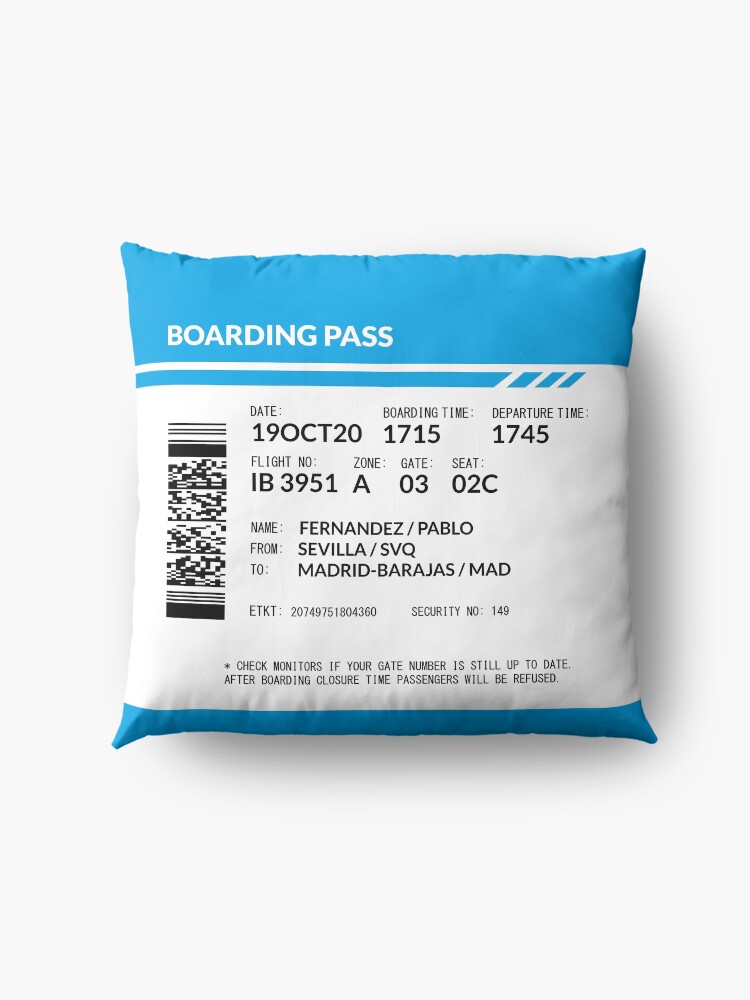 Alternate view of Boarding Pass (blue) Floor Pillow