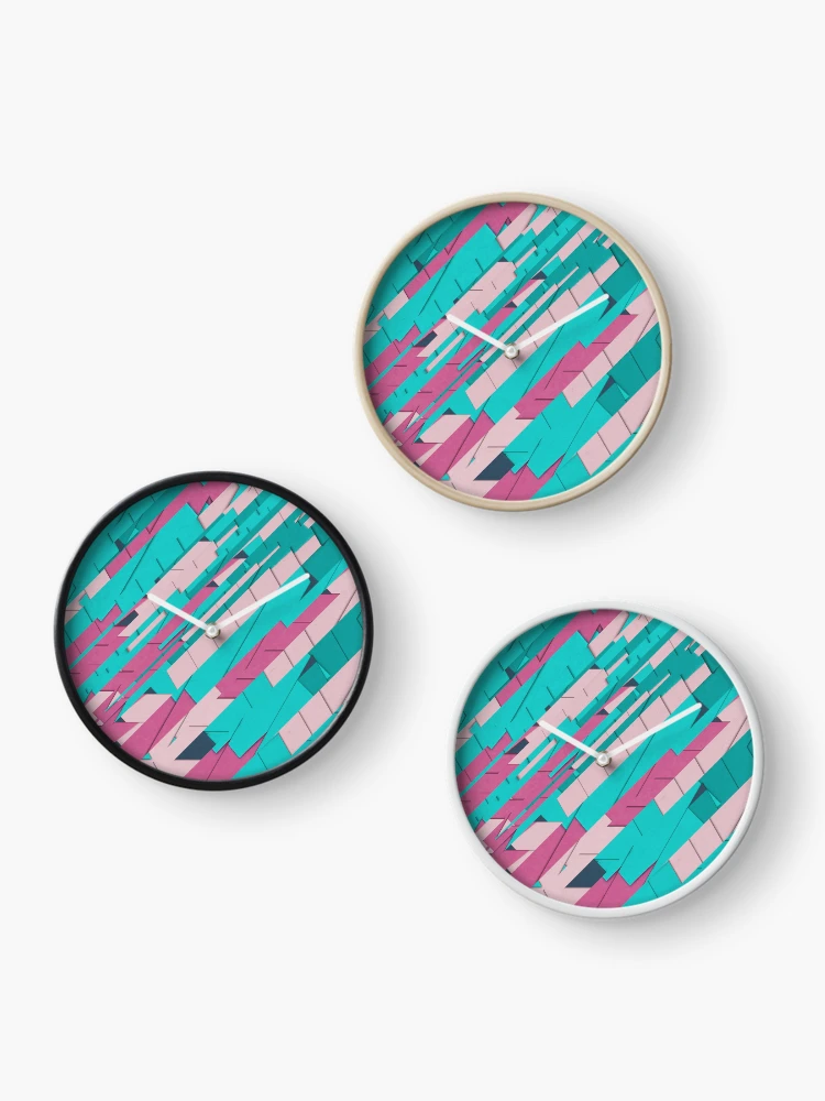 Thumbnail 3 of 4, Clock, Colorful Abstract Diagonal Pattern designed and sold by CherryDamzel.