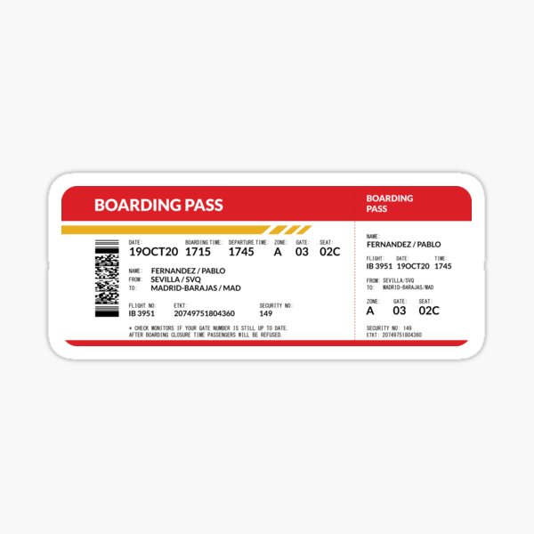 Boarding Pass (red) Sticker