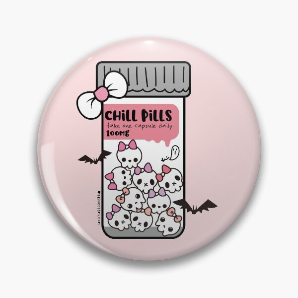 Item preview, chill pills cute skull cartoon designed and sold by princessmi-com.