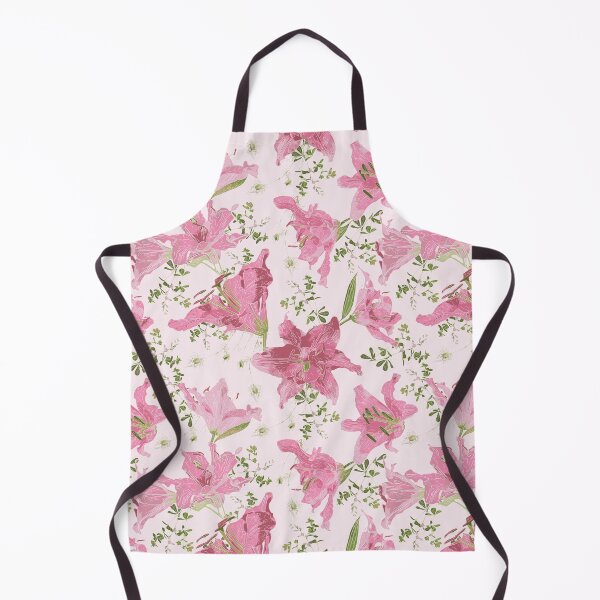 Item preview, Pink, White and Green Lilies, Baptisa, and Love in a Mist on a Blush Pink Background designed and sold by cozycaroline.