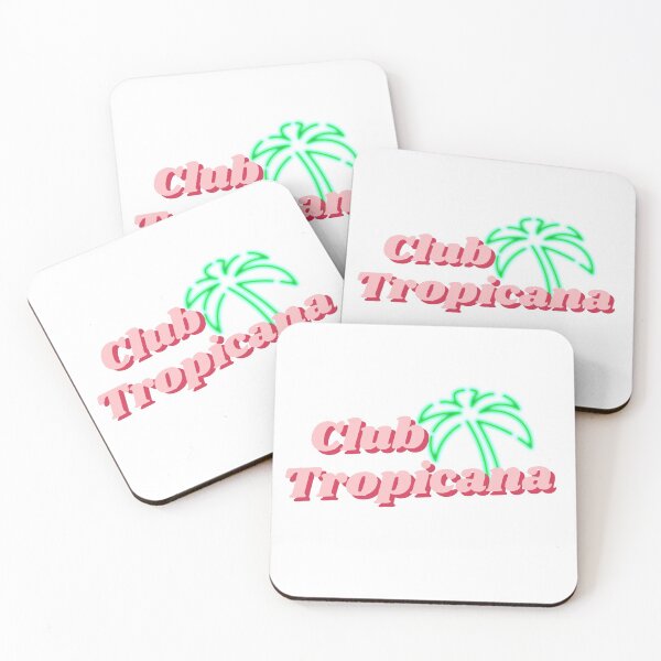 Item preview, Club tropicana quote in pink with green palm tree  designed and sold by KIKAIA  The Label.