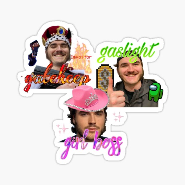 jschlatt gaslight, gatekeep, girlboss Sticker