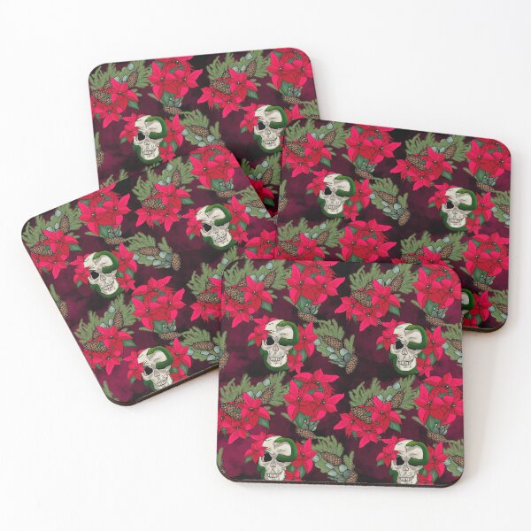 Item preview, Gothic Pagan Holiday Skulls, Snakes, and Poinsettia Black and Red designed and sold by JamieWetzel.