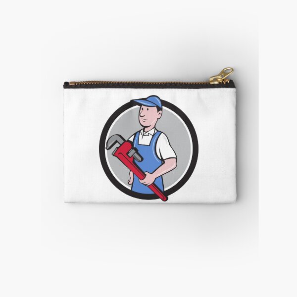 Item preview, Handyman Holding Pipe Wrench Circle Cartoon designed and sold by patrimonio.