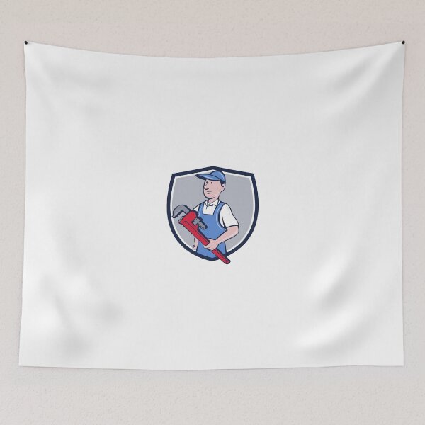 Item preview, Handyman Pipe Wrench Crest Cartoon designed and sold by patrimonio.