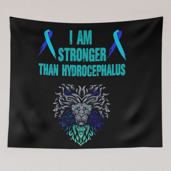 Item preview, I am stronger than hydrocephalus graphic lion- hydrocephalus awareness  designed and sold by Designs Of all kinds.