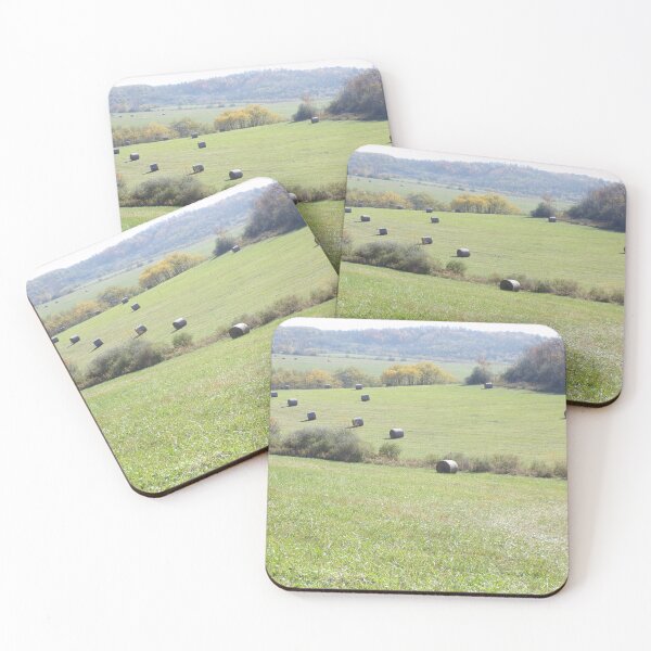 Item preview, Field of roll bails of hay in the fall designed and sold by AlicesArtistry.