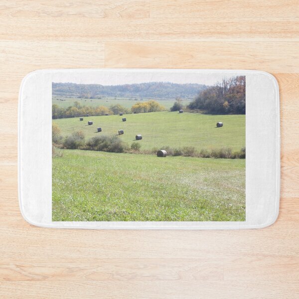 Item preview, Field of roll bails of hay in the fall designed and sold by AlicesArtistry.