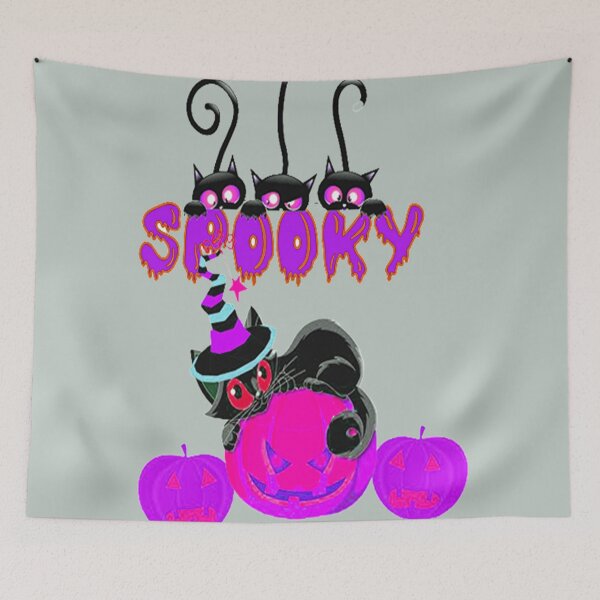 Item preview, Spooky Cats, NR 2, Fun Playful Halloween Design,  Vintage Halloween, Kawaii Carved Pumpkin Vibes,Witches Brew And All Things Halloween designed and sold by Adri Barnard.