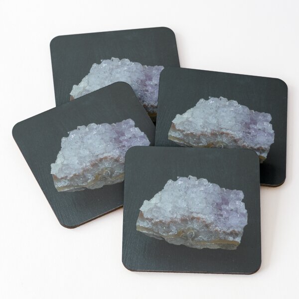 Item preview, Amethyst violet variety of quartz from Brazil. Natural mineral stone on a black background. Mineralogy, geology, magic of stones, semi-precious stones and samples of minerals. Close-up macro photo. designed and sold by Tae Mi.