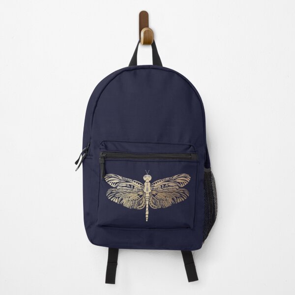 Item preview, Beautiful intricate abstract tattoo dragonfly outline - for lovers of dragonflies. Royal navy blue and gold - Caroline Laursen original designed and sold by Caroline Laursen.