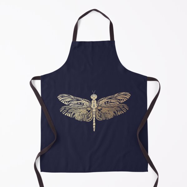 Item preview, Beautiful intricate abstract tattoo dragonfly outline - for lovers of dragonflies. Royal navy blue and gold - Caroline Laursen original designed and sold by Caroline Laursen.