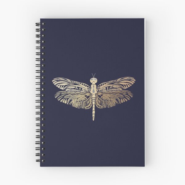 Item preview, Beautiful intricate abstract tattoo dragonfly outline - for lovers of dragonflies. Royal navy blue and gold - Caroline Laursen original designed and sold by Caroline Laursen.