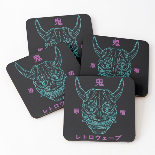 Item preview, Japanese Demon Yokai Oni Retrowave 80s Neon  designed and sold by MythoCulture.