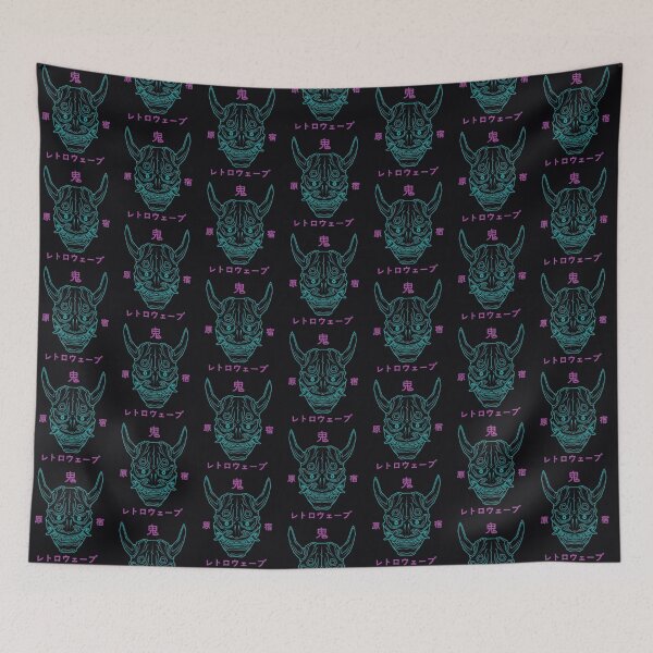 Item preview, Japanese Demon Yokai Oni Retrowave 80s Neon designed and sold by MythoCulture.
