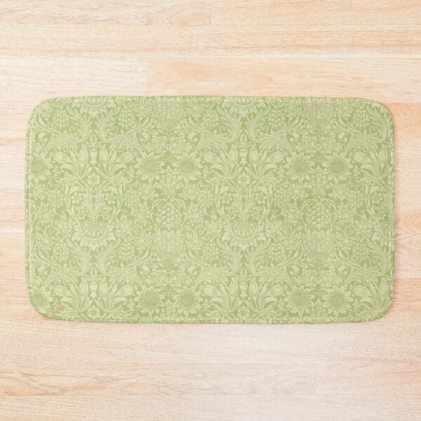 Gear New Green Floral Damask Wallpaper Bath Rug Mat No Slip Microfiber Memory Foam 