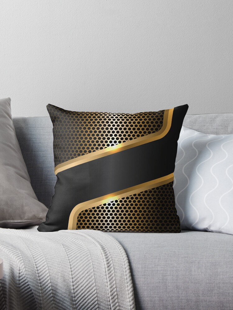 Simple Throw Pillow for Interior Design, Modern Black Gray Golden Line –  artworkcanvas