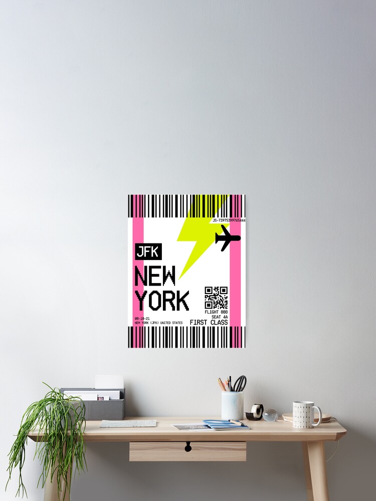 Thumbnail 2 of 3, Poster, NEW YORK plane ticket designed and sold by juliasantos5.