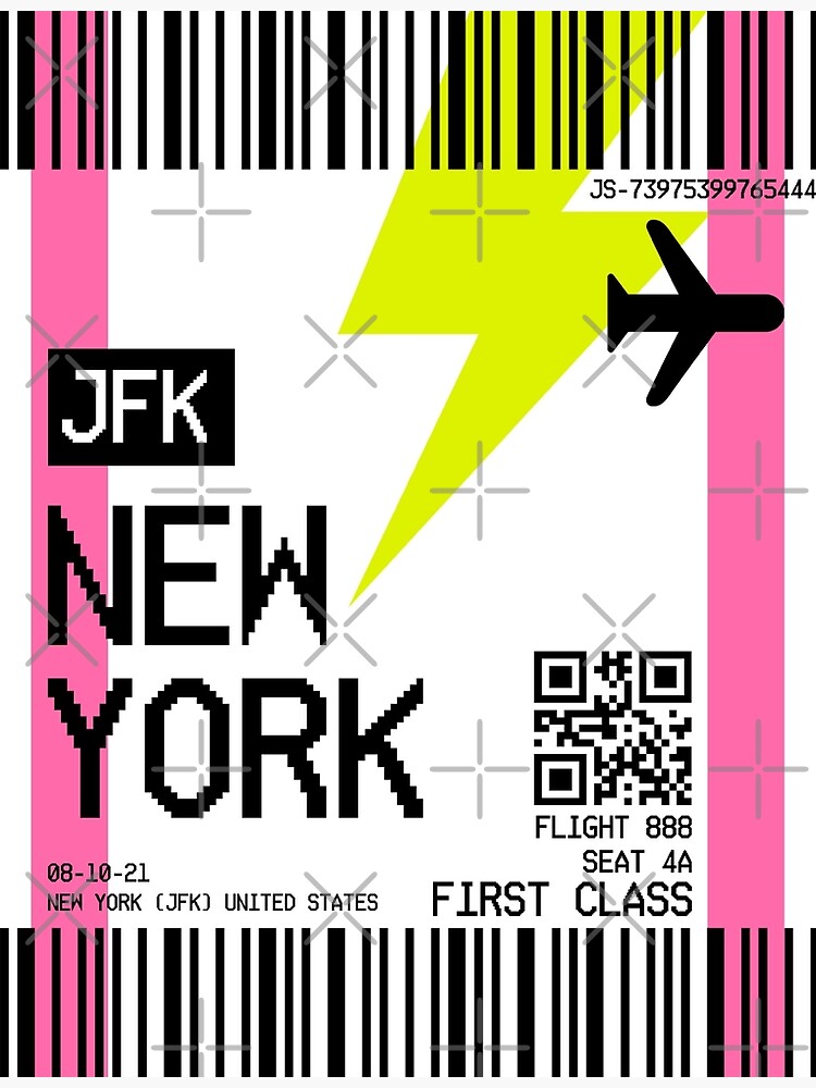 "NEW YORK plane ticket" Poster for Sale by juliasantos5 Redbubble