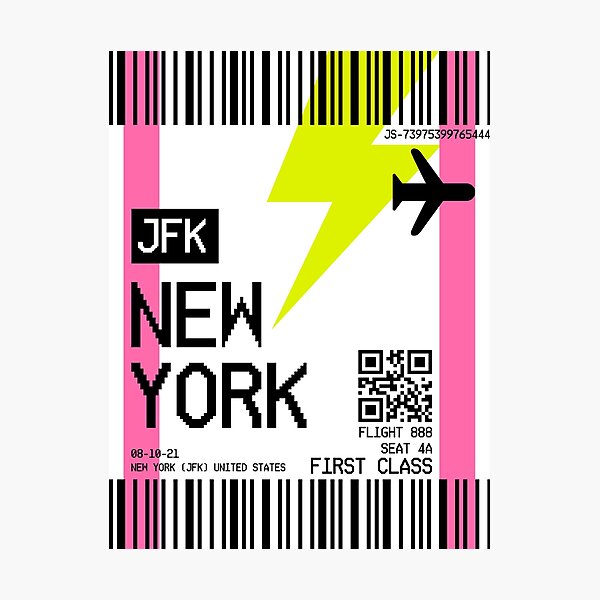 NEW YORK plane ticket Photographic Print